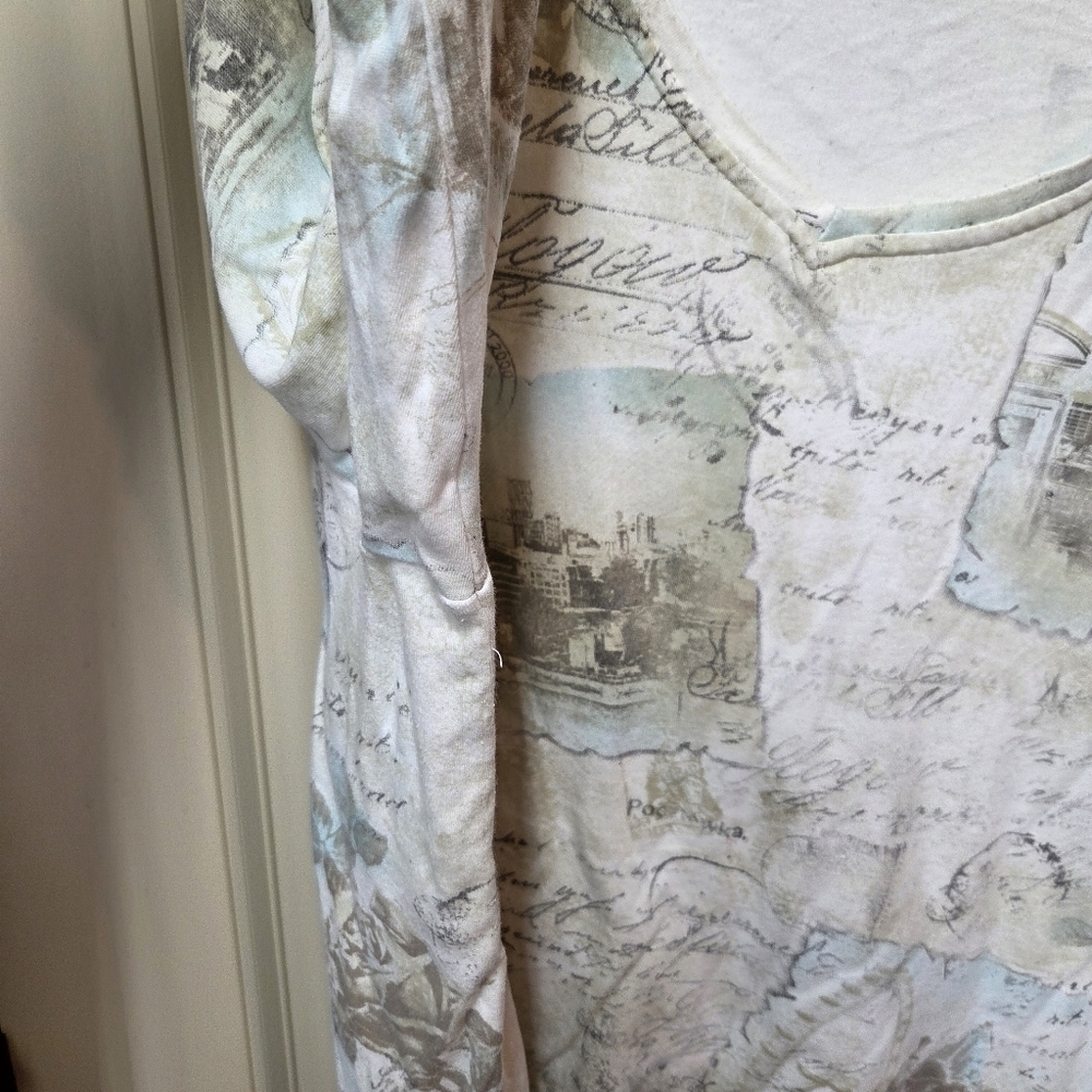 Allison Daley Cute Y2K 2000s 3/4 Sleeve All over Print Top Petite Large - Picture 7 of 15